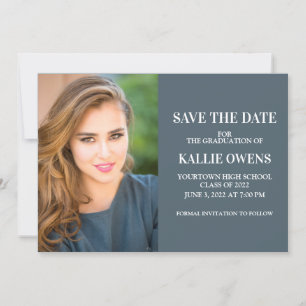 Blue Graduation Save Date Announcement Photo 