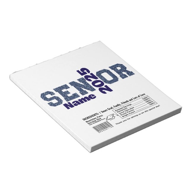 Blue Graduation Senior Candy Bar Wraps Party Favou Notepad (Angled)