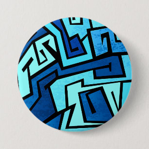 Blue graffiti design 3 inch round button