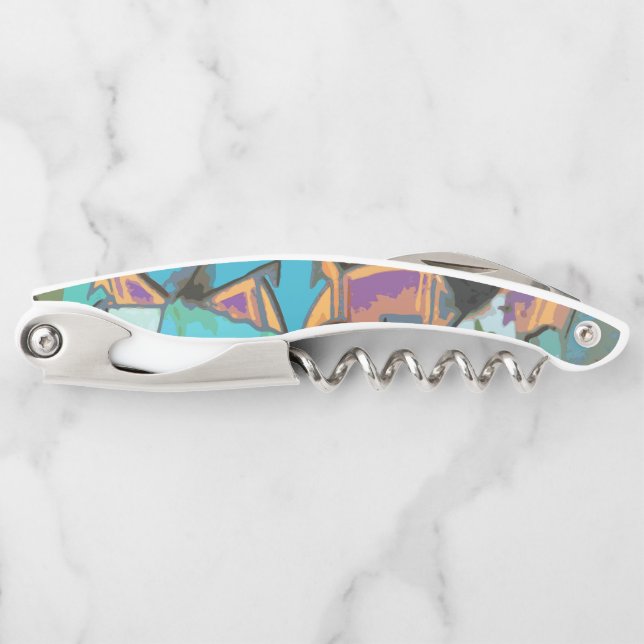 Blue Graffiti Design Corkscrew (Front)