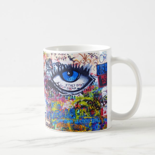 Blue graffiti evil eye coffee mug (Right)