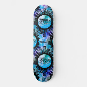 Blue Grafitti Swag illustration with Popping Eyes Skateboard