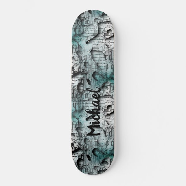 Blue Grafitti Swag illustration with Typograpy Skateboard (Front)