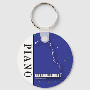 Blue Grand Piano Keychain