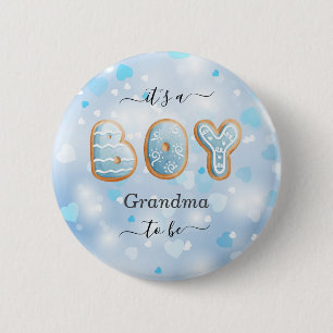 Blue Grandma to Be Boy Baby Shower Button
