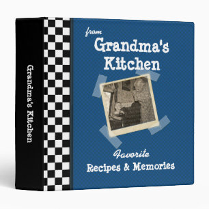 Blue Grandmas Kitchen 1.5" Custom Photo Recipe Binder
