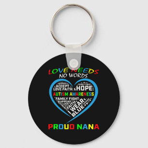 Blue Grandson Granddaughter Autism Awareness Nana Keychain
