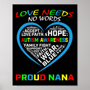 Blue Grandson Granddaughter Autism Awareness Nana Poster