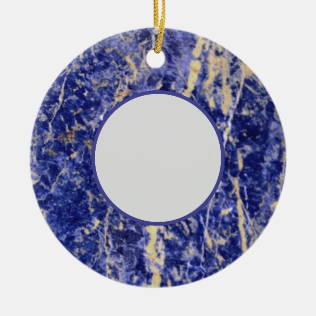 Blue Granite, blue marble, blue stone  Ceramic Ornament (Front)
