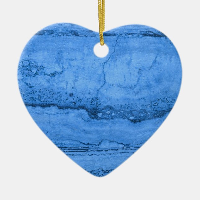 Blue Granite pattern, blue marble, blue stone Ceramic Ornament (Front)