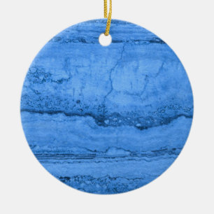 Blue Granite pattern, blue marble, blue stone Ceramic Ornament
