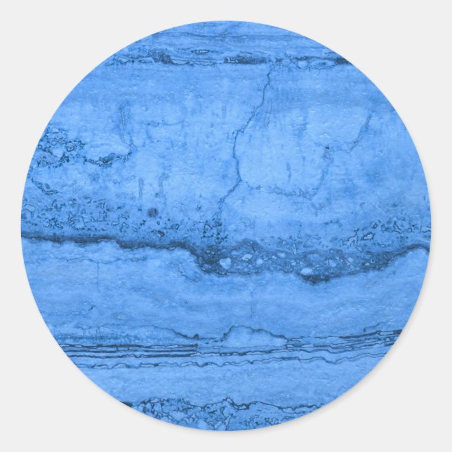 Blue Granite pattern, blue marble, blue stone Classic Round Sticker (Front)