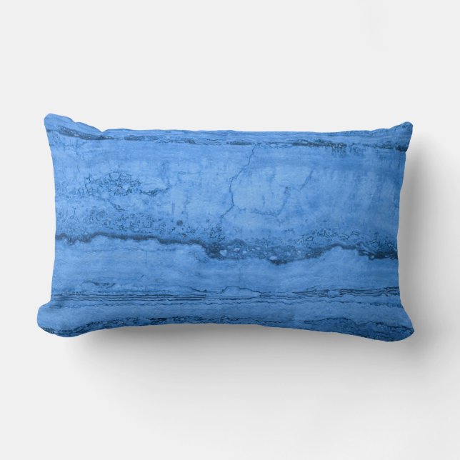 Blue Granite pattern, blue marble, blue stone Lumbar Pillow (Front)