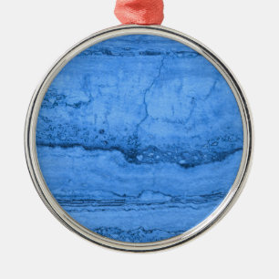 Blue Granite pattern, blue marble, blue stone Metal Ornament