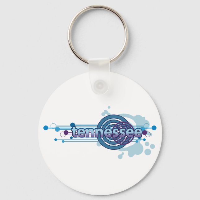 Blue Graphic Circle Tennessee Keychain (Front)