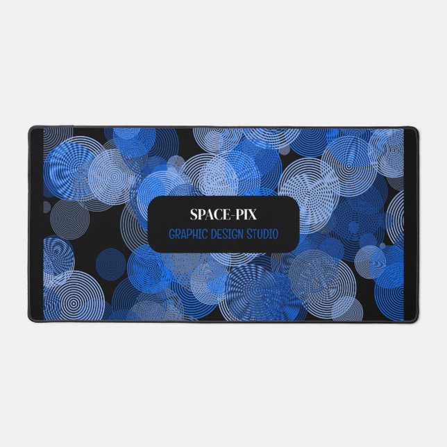 Blue Graphic Circles, Graphic Designer Desk Mat (Front)