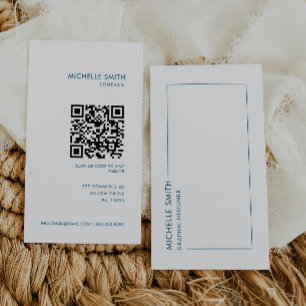 Blue Graphic Designer Vertical Geometric Qr Code Business Card