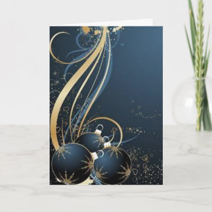 Blue graphics for Christmas - Holiday Card