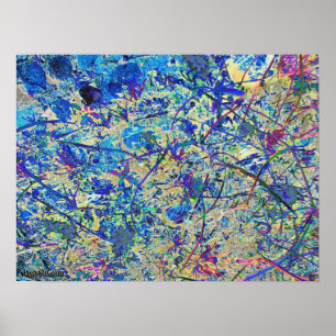 blue grass and flowers poster