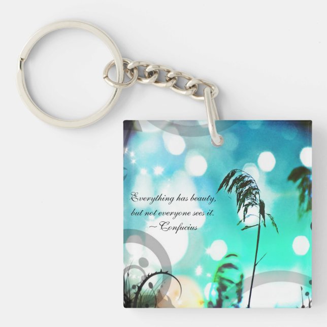 Blue Grass Pop Art Sparkle KeyChain (Front)