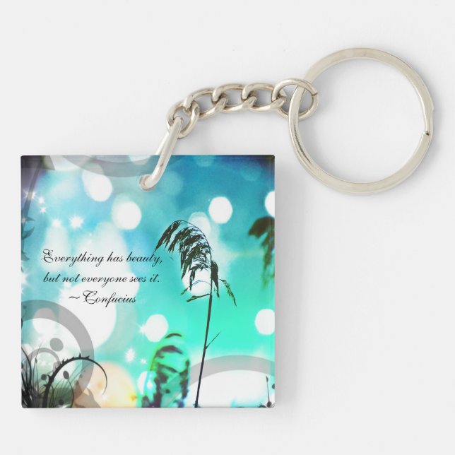 Blue Grass Pop Art Sparkle KeyChain (Back)