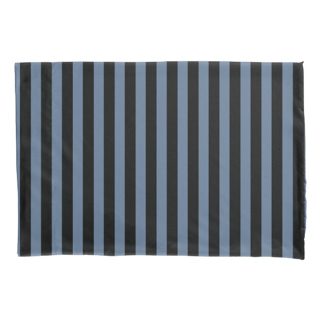 Blue gray and black stripes pillowcase (Front)