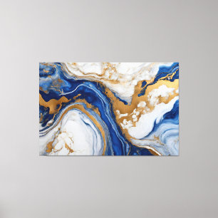 Blue, gray and golden Abstract Frame in Canvas Print