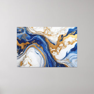 Blue, gray and golden Abstract Frame in Canvas Print