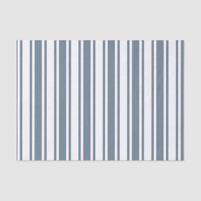 Blue-gray and white candy stripes tissue paper (Front)