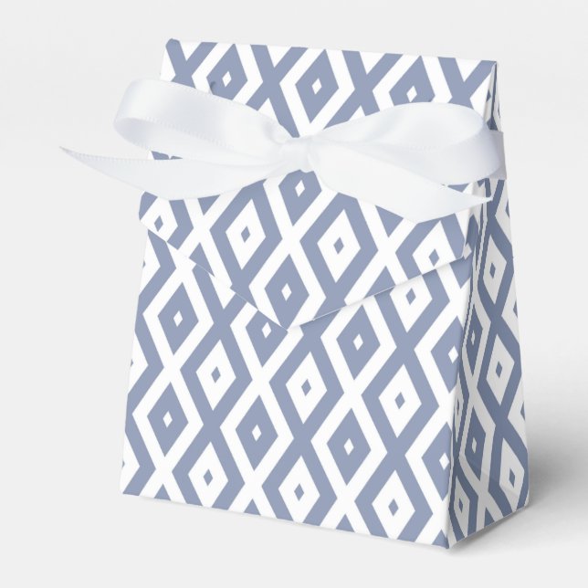 Blue gray and white diamond pattern favor box (Front Side)
