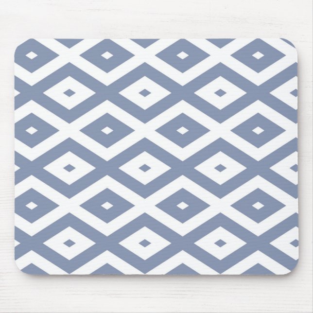 Blue gray and white diamond pattern mouse pad (Front)