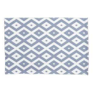 Blue gray and white diamond pattern pillowcase