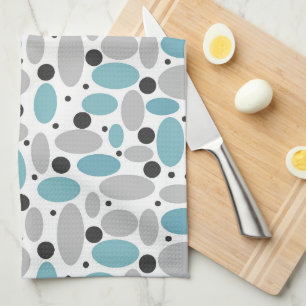 blue gray bean polka dot retro pattern home decor  kitchen towel