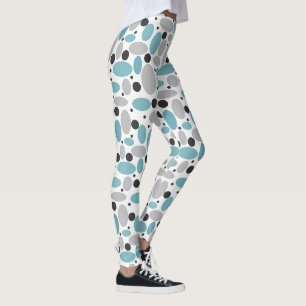 blue gray bean polka dot retro pattern home decor leggings