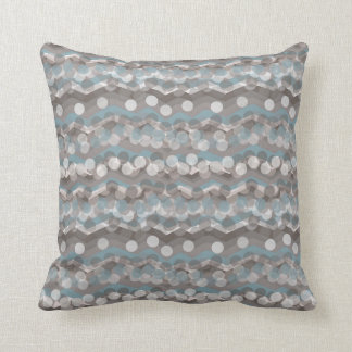 Blue Gray Brown ZigZag Dots Throw Pillow