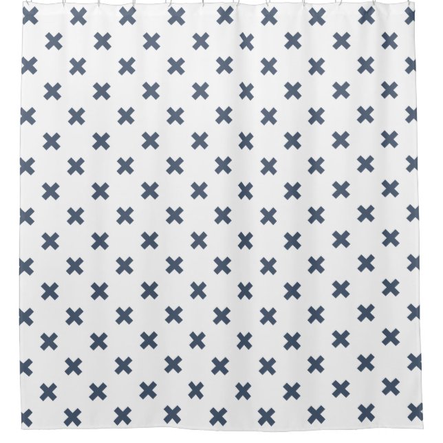 Blue-gray cross stitches on white (Front)