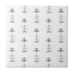 Blue Gray Green Geometric-Modern Pattern Tile