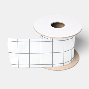Blue Gray Grid Satin Ribbon