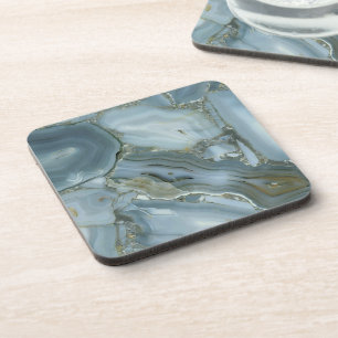 Blue Gray Marble with Gold Vein Coaster