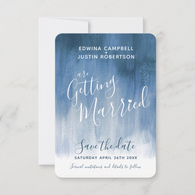 Blue gray modern art save the date cards (Front)