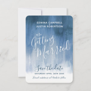 Blue gray modern art save the date cards