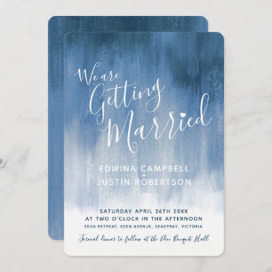 Blue gray modern graded art wedding invites