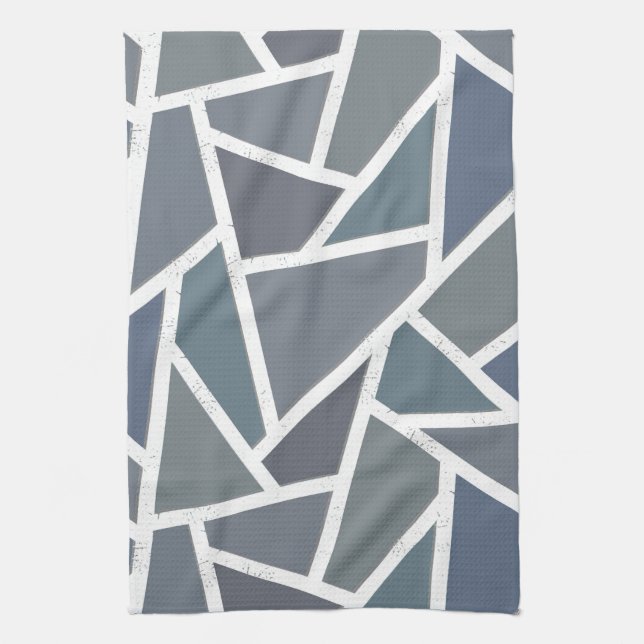 Blue-gray mosaic pattern kitchen towel (Vertical)