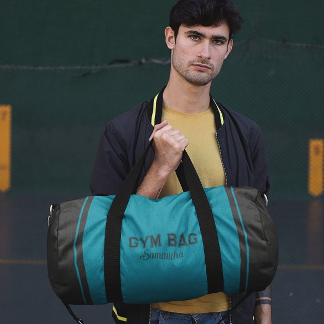 Blue & Gray Sport Typography Gym Bag Custom Name (Creator Uploaded)