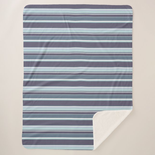 Blue-gray stripes sherpa blanket (Front)