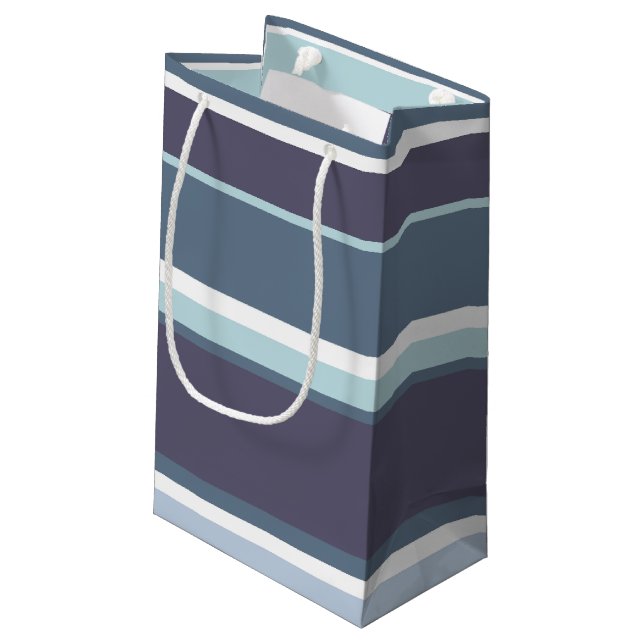 Blue-gray stripes small gift bag (Back Angled)