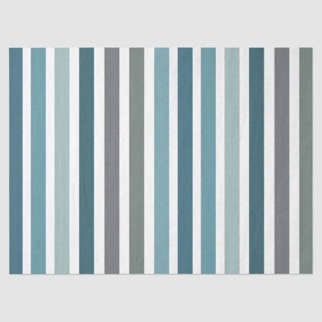 Blue Gray Stripes Tissue Paper (Front)