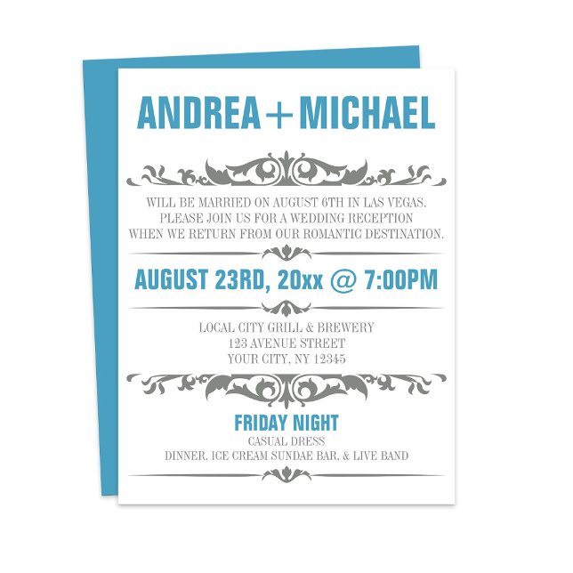 Blue Gray Wedding Reception Only Invitation (Blue Gray Wedding Reception Only Invitation from Starzraven on Zazzle. Downloadable evite available.)