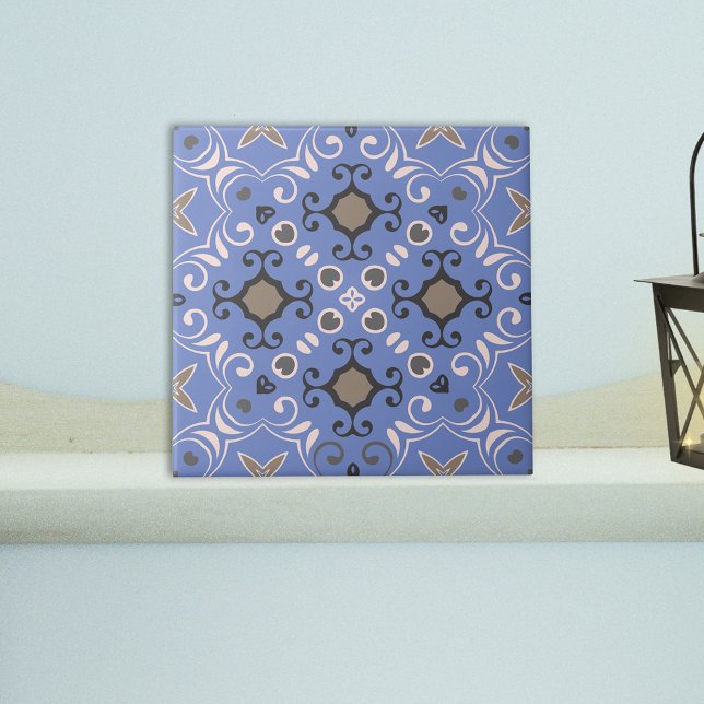 Blue Gray White Color Changeable Elegant Damask  Tile (Creator Uploaded)