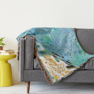 Blue Great Barrier Reef Echinoderms | Vintage Throw Blanket